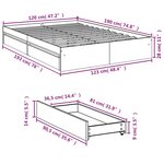 vidaXL Cadre de lit avec tiroirs sans matelas blanc 120x190 cm