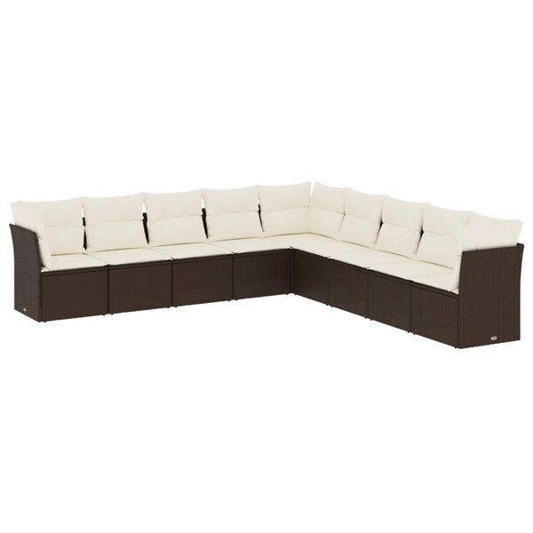 vidaXL Salon de jardin avec coussins 9 Pièces marron résine tressée
