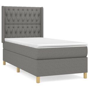 vidaXL Sommier à lattes de lit avec matelas Gris foncé 90x200 cm Tissu