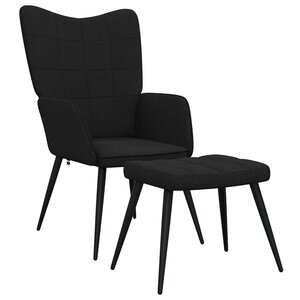vidaXL Chaise de relaxation avec tabouret Noir Tissu