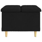 vidaXL Pouf de rangement avec coussin Noir 60 x 60 x 45 cm tissu