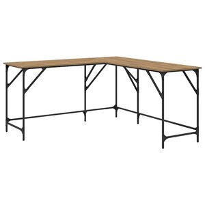 vidaXL Bureau Chêne artisanal 149 x 149 x 75 cm Bois d'ingénierie