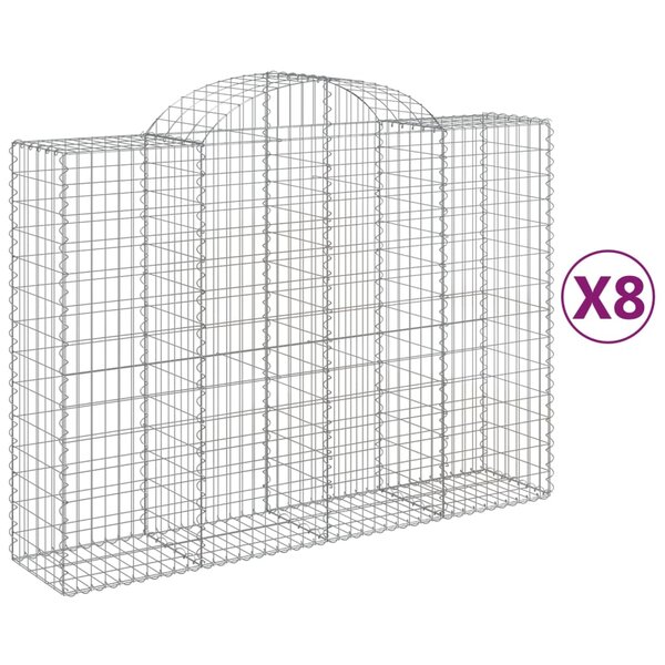 vidaXL Paniers à gabions arqués 8 Pièces 200x50x140/160 cm Fer galvanisé