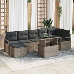 vidaXL Ensemble de canapé de jardin 8 Pièces Gris Poly rotin