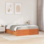 vidaXL Lit avec matelas cire marron 160x200 cm bois de pin massif