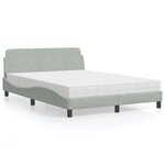 vidaXL Lit avec matelas gris clair 140x200 cm velours