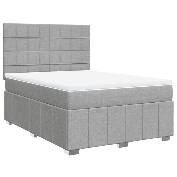 vidaXL Sommier à lattes de lit avec matelas Gris clair 160x200cm Tissu