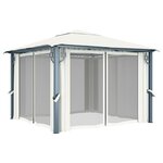 vidaXL Tonnelle avec rideau et lumières LED 3x3 m Crème Aluminium