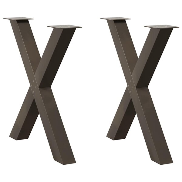 vidaXL Pieds de table à manger en forme de X  2 pièces  acier naturel  70 x (72-73) cm