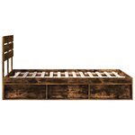 vidaXL Cadre de lit Chêne fumé 135 x 190 cm Pin massif