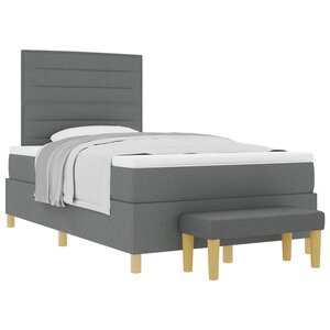 vidaXL Lit à ressorts avec tête de lit Gris foncé 200 x 120 cm tissu