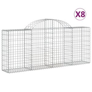 vidaXL Paniers à gabions arqués 8 Pièces 200x30x80/100 cm Fer galvanisé