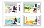 Carnet 12 timbres - Mickey & la France - Lettre verte