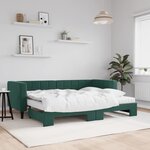 vidaXL Lit de jour avec gigogne et matelas vert foncé 80x200cm velours