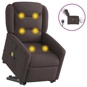 vidaXL Fauteuil inclinable de massage électrique Marron foncé Tissu
