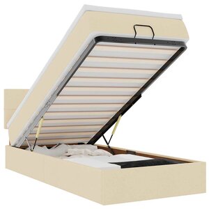 vidaXL Lit ottoman avec matelas crème 100x200 cm tissu