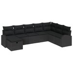 vidaXL Ensemble de canapé de jardin avec coussin 8 Pièces Noir Poly rotin
