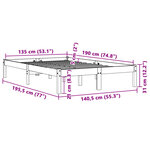 vidaXL Cadre de lit sans matelas cire marron 135x190cm bois pin massif
