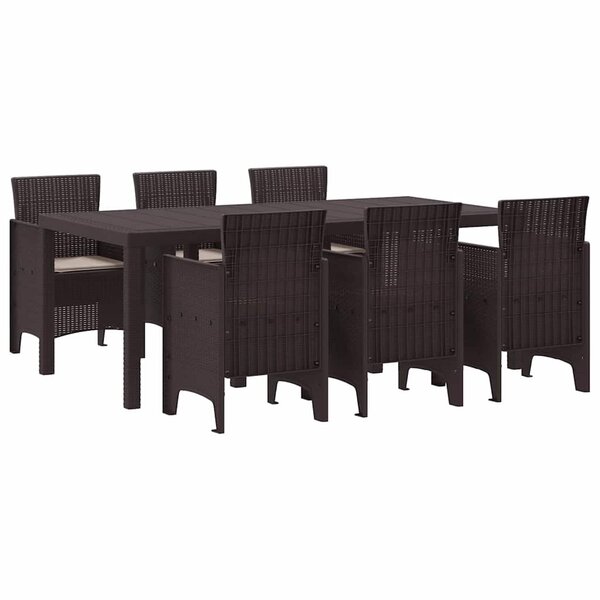 vidaXL Ensemble de salle à manger pour jardin 7 Pièces Marron Rattan Polt