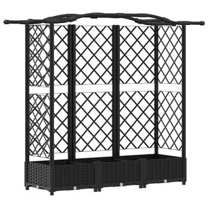 vidaXL Lit Élevé avec Treillis et Toit Noir 163 x 40 x 126 cm PP