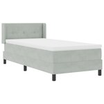 Lit à ressort avec matelas vidaXL Gris clair 100x200 cm Velours
