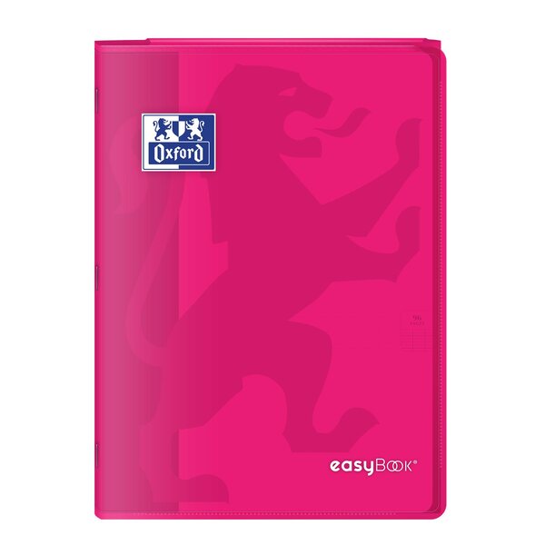 Cahier Easybook agrafé 21x29.7cm 96 pages grands carreaux 90g rose OXFORD