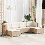 vidaXL Salon de jardin avec coussins 6 Pièces beige résine tressée