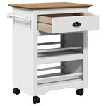 VidaXL Chariot de cuisine BODO blanc et marron 67 5x45x80 cm