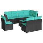 vidaXL Salon de jardin 9 Pièces avec coussins noir résine tressée
