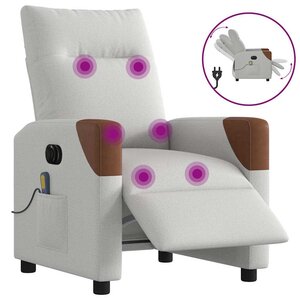 vidaXL Fauteuil de massage inclinable électrique gris nuage tissu