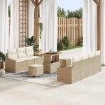 vidaXL Ensemble de canapé de jardin avec coussin 10 Pièces Beige  Crème