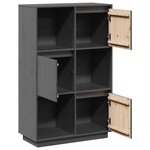 vidaXL Buffet haut Gris 74x35x117 cm Bois massif de pin