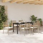 vidaXL Ensemble de salle à manger pour jardin 7 Pièces Beige polyrotin
