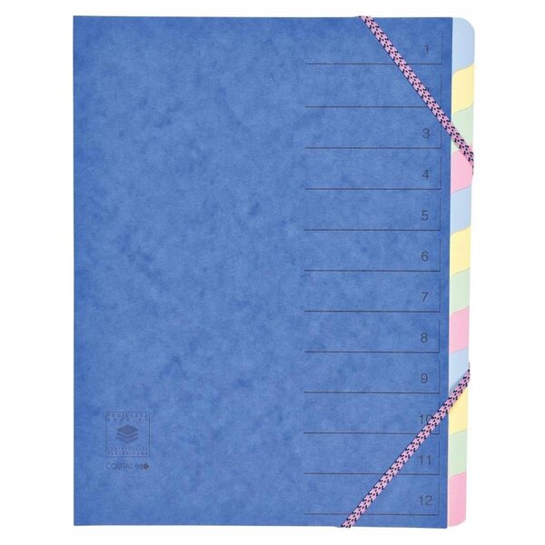 Trieur 12 onglets CL 7/10ème Dos extensible à élastiques Coloris Aléatoire COUTAL