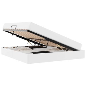 vidaXL Lit avec rangement et matelas avec matelas 2 Pièces Blanc Cuir