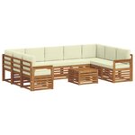 vidaXL Ensemble de canapés d'extérieur 10 pc Naturel et Crème