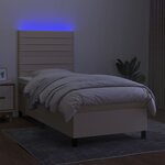 vidaXL Sommier à lattes de lit et matelas et LED Crème 100x200cm Tissu
