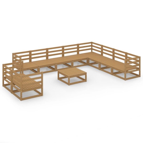 vidaXL Salon de jardin 11 Pièces marron miel bois de pin massif