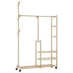 vidaXL Porte-vêtements et étagères et roulettes 100x38x175 5cm bambou