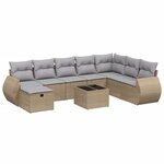 vidaXL Salon de jardin avec coussins 9Pièces mélange beige résine tressée
