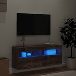vidaXL Meuble TV mural avec lumières LED chêne fumé 100x30x40 cm