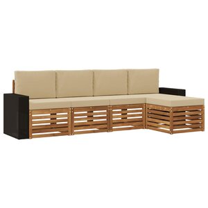 vidaXL Ensemble de canapés d'extérieur 5 Pièces Naturel et Beige