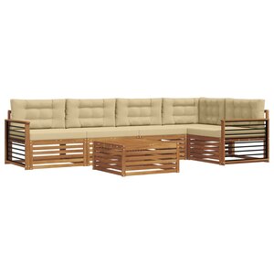 vidaXL Ensemble de canapés d'extérieur 6 pc Naturel et Beige