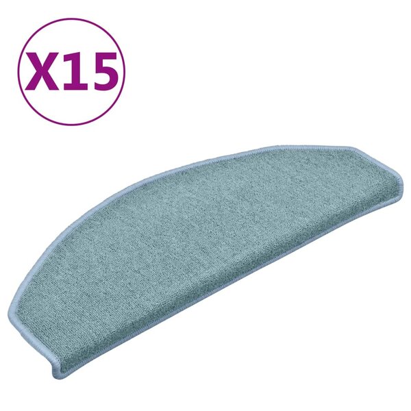 vidaXL Tapis de marches d'escalier 15 Pièces Bleu 65x24x4 cm