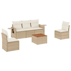 vidaXL Salon de jardin avec coussins 6 Pièces beige résine tressée