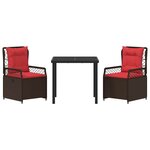 vidaXL Ensemble de salle à manger pour jardin 3 Pièces Marron polyrotin