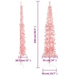 vidaXL Demi sapin de Noël artificiel mince avec support Rose 240 cm