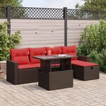 vidaXL Salon de jardin 6 Pièces avec coussins noir résine tressée acacia