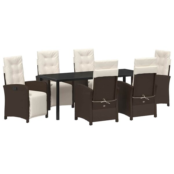 vidaXL Ensemble de salle à manger pour jardin 7 Pièces Marron polyrotin