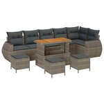 vidaXL Ensemble de canapé de jardin 10 Pièces Gris Poly Rattan